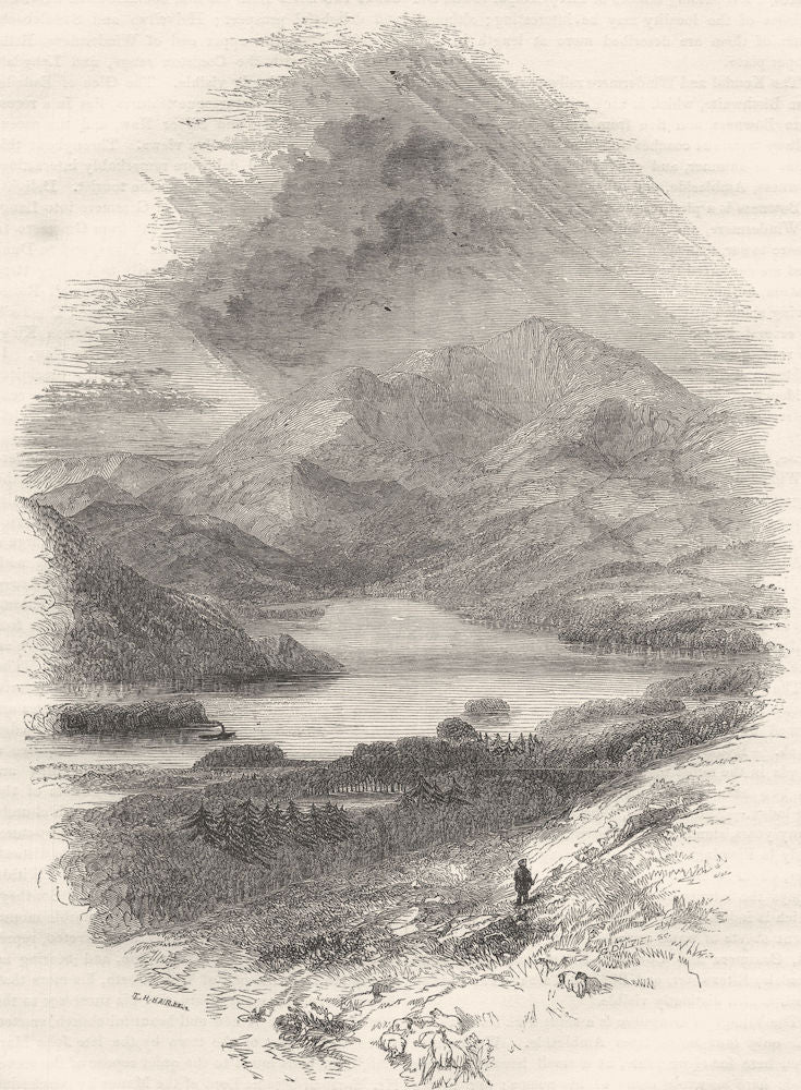 CUMBRIA. The Head of Windermere 1850 old antique vintage print picture